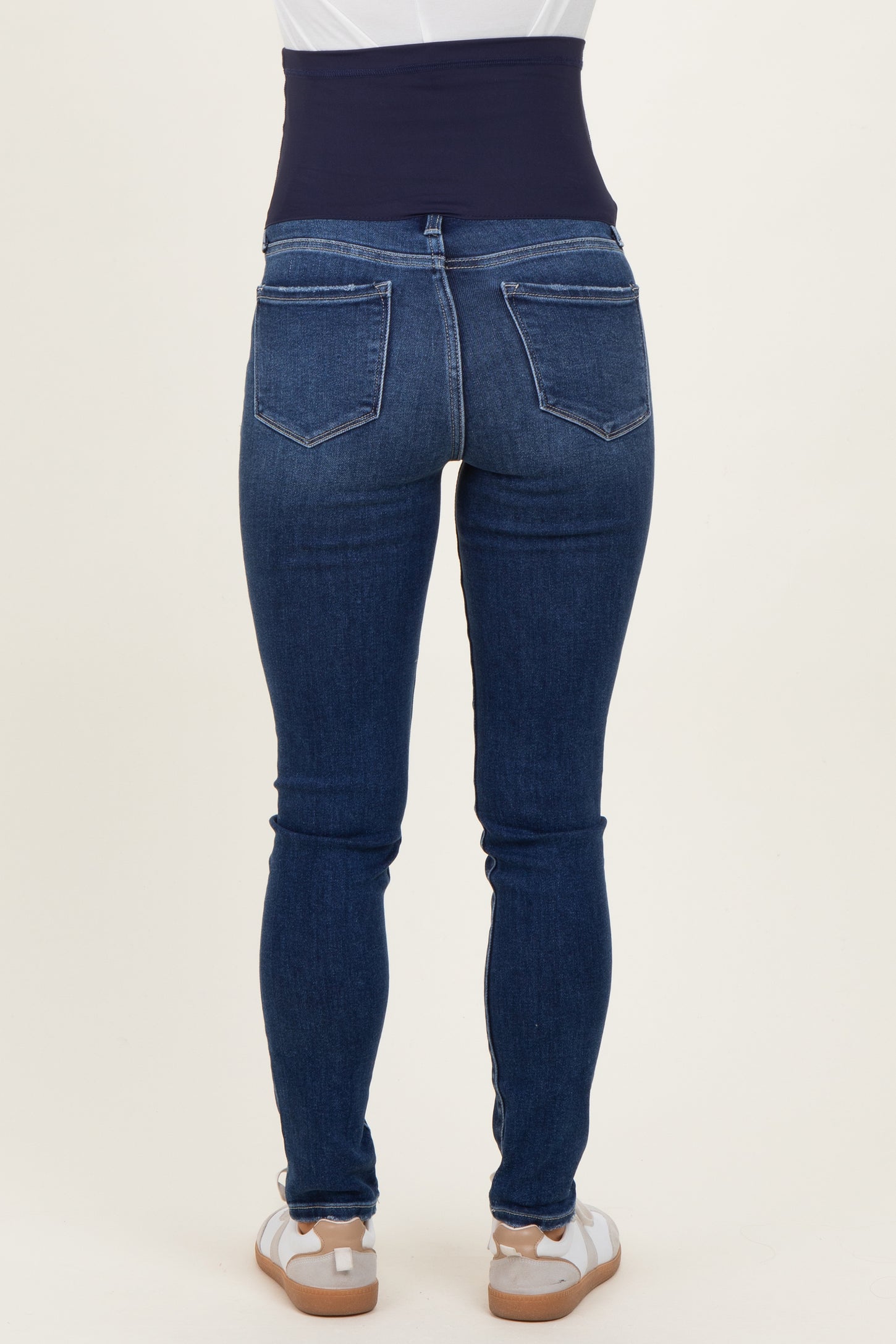 Navy Lightly Distressed Skinny Maternity Jeans
