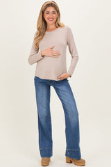 Blue Trouser Hem Wide Flare Maternity Jeans