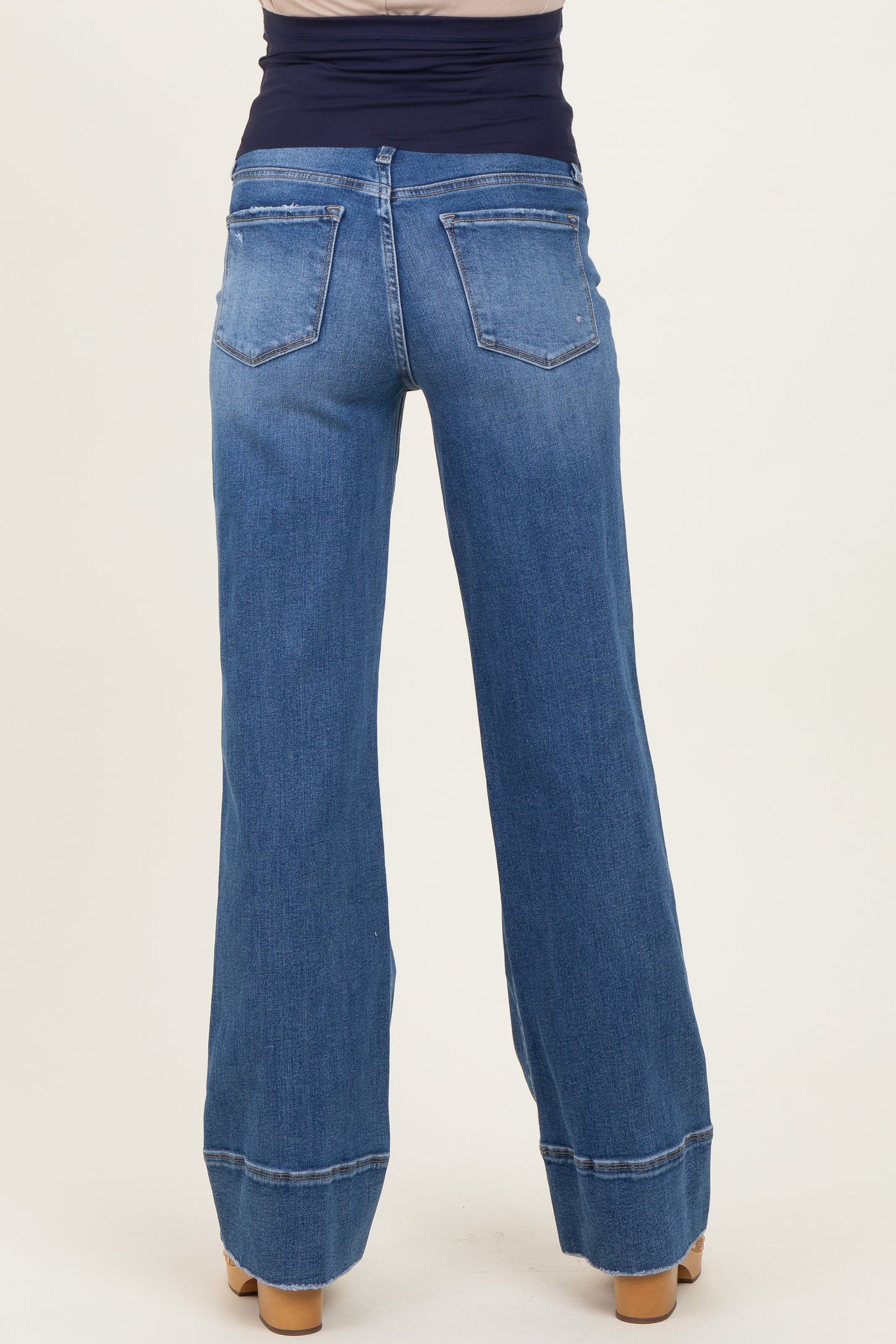 Blue Trouser Hem Wide Flare Maternity Jeans