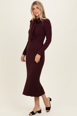 Burgundy Neck Tie Sweater Dress