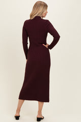 Burgundy Neck Tie Sweater Dress