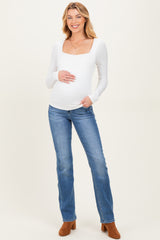Blue Slim Straight Leg Maternity Jeans