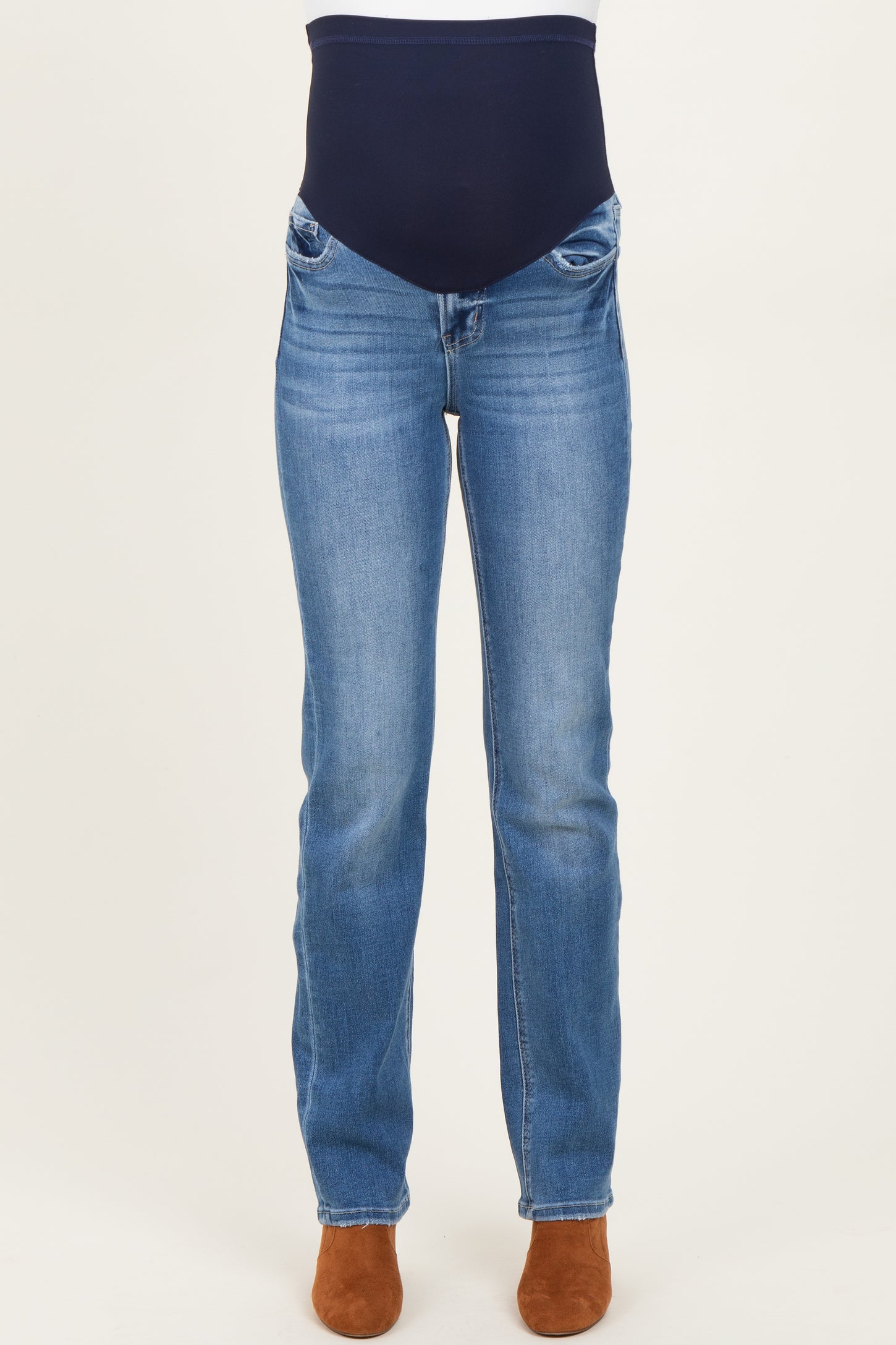 Blue Slim Straight Leg Maternity Jeans