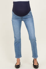 Blue Ankle Slim Straight Leg Maternity Jeans