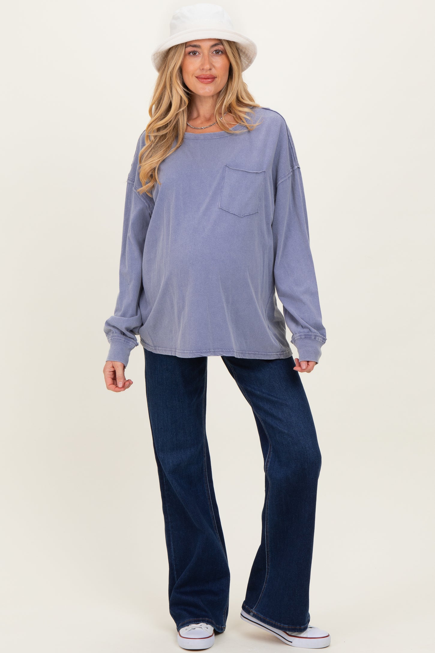 Navy Dark Wash Maternity Flare Jeans