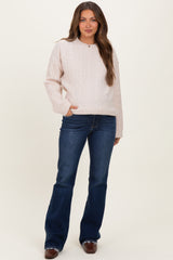 Navy Dark Wash Frayed Hem Maternity Bootcut Jeans
