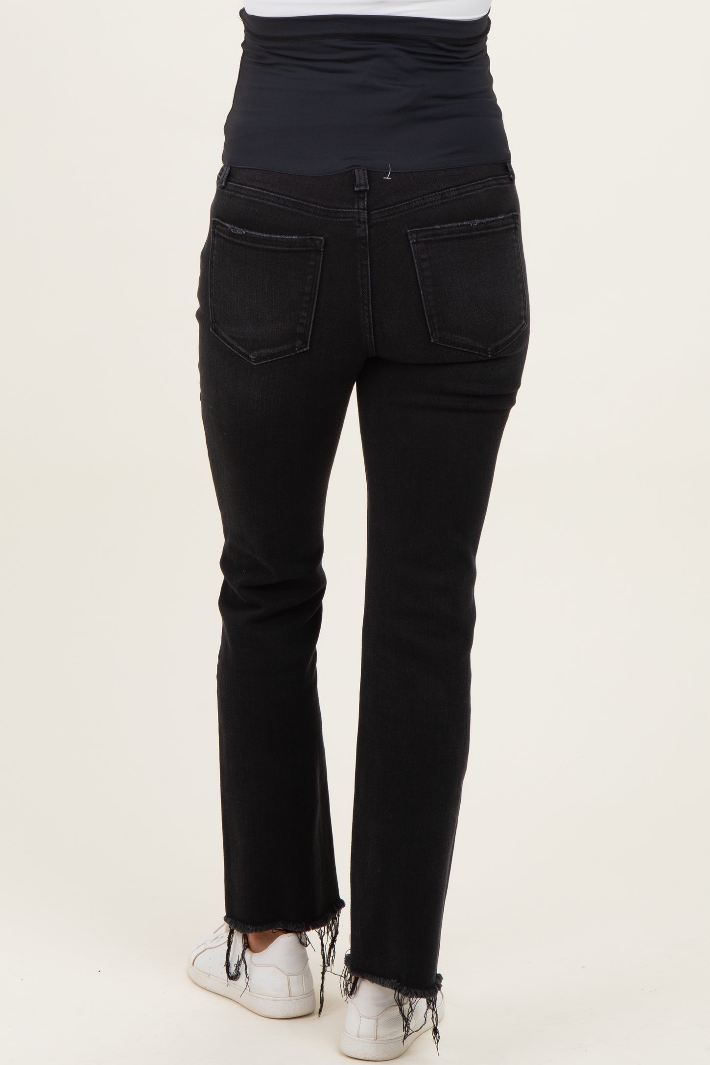 Black Vintage Wash Frayed Hem Kick Flare Maternity Jeans