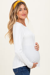Ivory Flowy Round Hem Maternity Long Sleeve Top