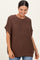 Brown Short Sleeve Round Neck Sweater