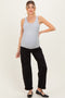 Black Cuffed Ankle Barrel Leg Maternity Jeans