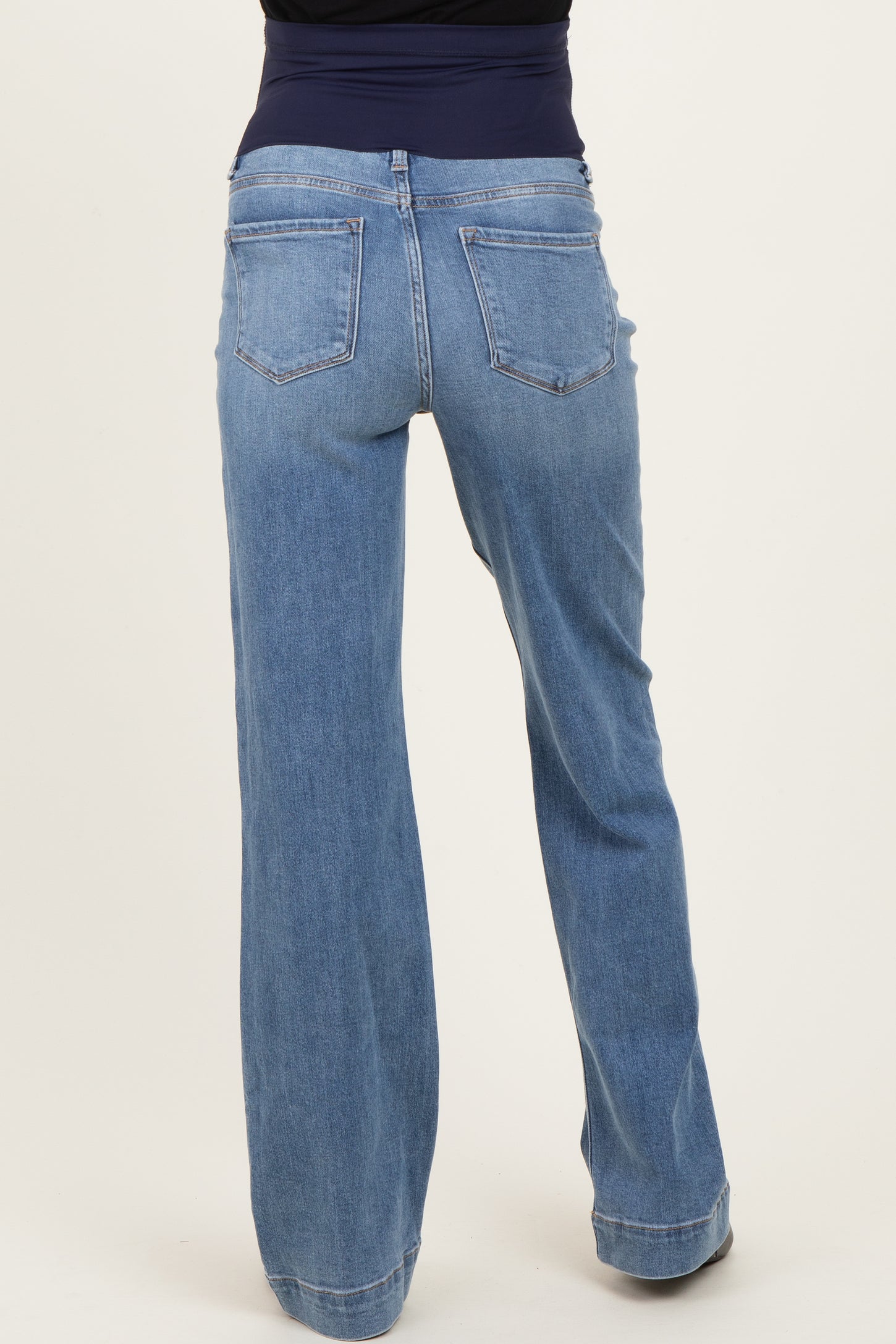Blue Wide Hem Straight Leg Maternity Jeans