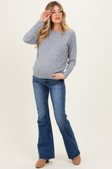 Navy Raw Hem Maternity Flare Jeans
