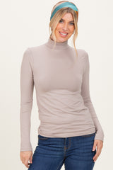 Taupe Maternity Mock Neck Top