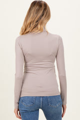 Taupe Maternity Mock Neck Top