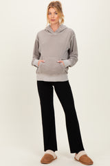 Mocha Soft Fleece Maternity Pocket Hoodie