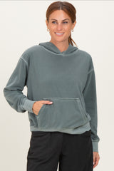 Dusty Jade Soft Fleece Maternity Pocket Hoodie