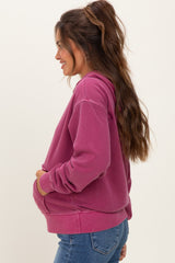 Wine Soft Fleece Maternity Pocket Hoodie