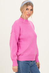 Pink Wide Neck Drop Shoulder Sweater