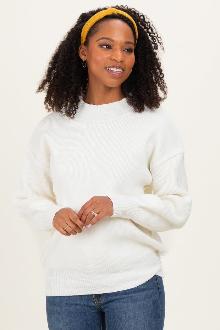 Ivory Wide Neck Drop Shoulder Maternity Sweater