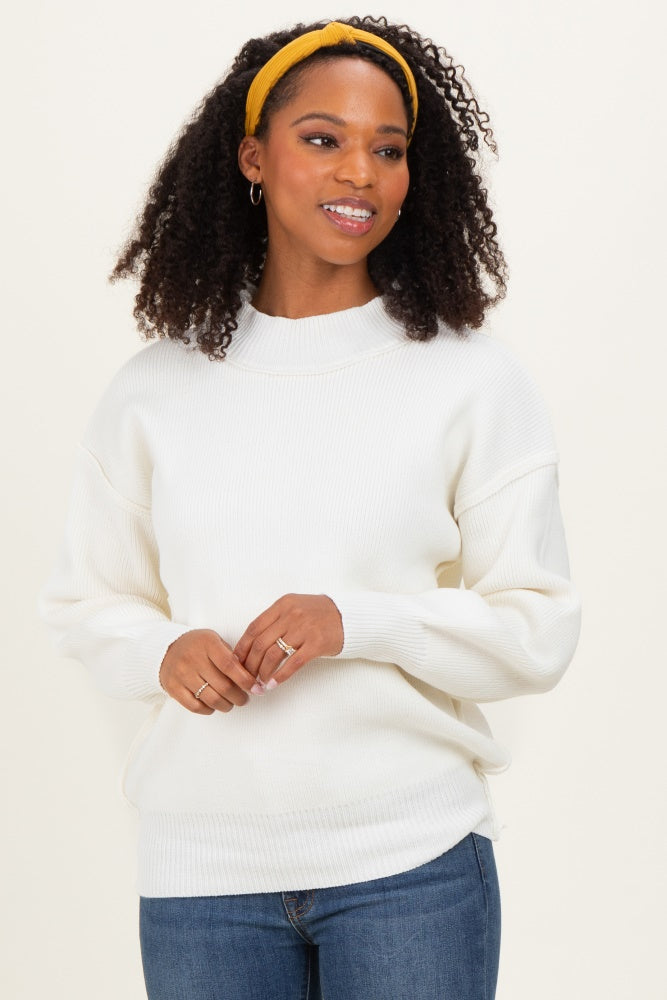 Ivory Wide Neck Drop Shoulder Maternity Sweater