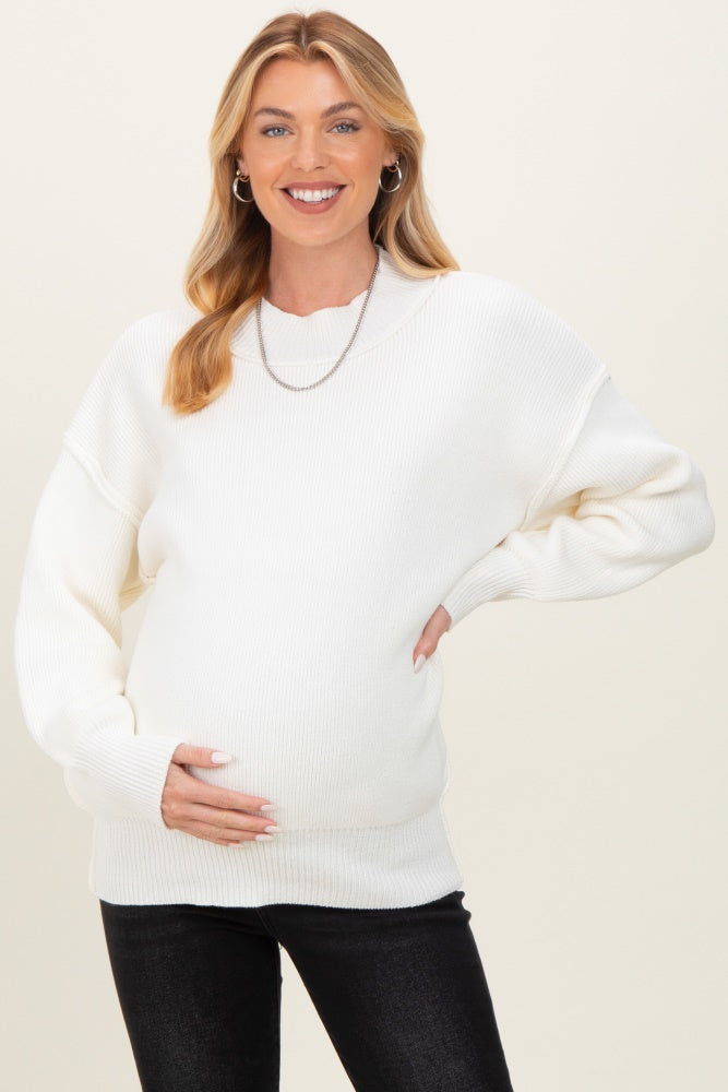 Ivory Wide Neck Drop Shoulder Maternity Sweater