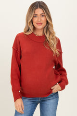 Rust Wide Neck Drop Shoulder Maternity Sweater
