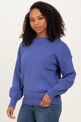 Purple Wide Neck Drop Shoulder Sweater