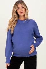 Purple Wide Neck Drop Shoulder Maternity Sweater
