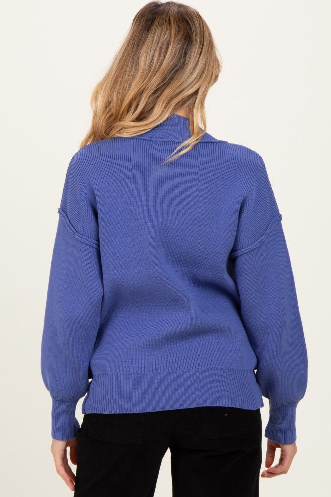 Purple Wide Neck Drop Shoulder Maternity Sweater