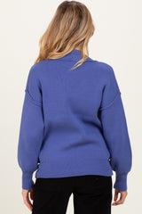 Purple Wide Neck Drop Shoulder Maternity Sweater