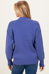 Purple Wide Neck Drop Shoulder Maternity Sweater