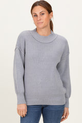 Grey Wide Neck Drop Shoulder Sweater