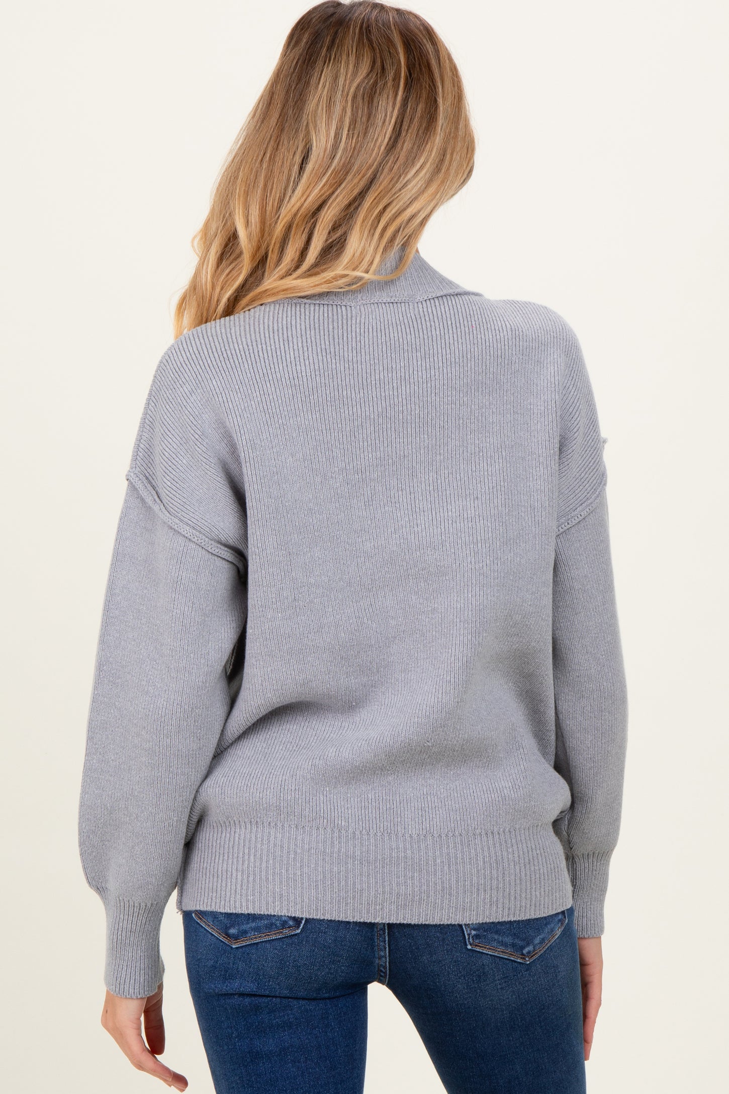 Grey Wide Neck Drop Shoulder Maternity Sweater