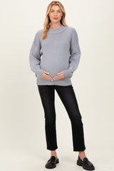 Grey Wide Neck Drop Shoulder Maternity Sweater