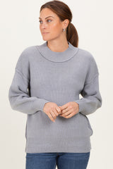 Grey Wide Neck Drop Shoulder Maternity Sweater