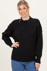Black Wide Neck Drop Shoulder Sweater