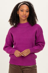 Plum Wide Neck Drop Shoulder Sweater