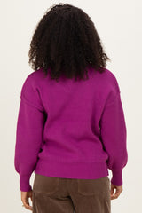 Plum Wide Neck Drop Shoulder Sweater