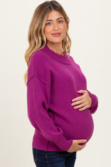 Plum Wide Neck Drop Shoulder Maternity Sweater