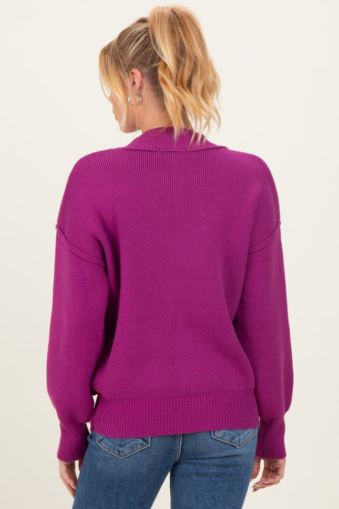 Plum Wide Neck Drop Shoulder Maternity Sweater