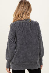 Black Washed Side Slit Oversized Maternity Sweater