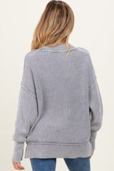 Grey Washed Side Slit Oversized Maternity Sweater