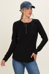 Black Contrast Long Sleeve Thermal Top