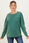 Green Oversized Washed Long Sleeve Pocket Maternity Top