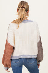 Cream/Mocha Oversized Color Block Maternity Cardigan