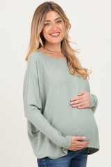 Sage Green Relaxed Fit Dolman Long Sleeve Maternity Top