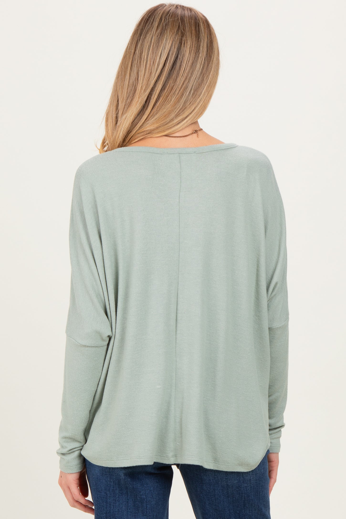 Sage Green Relaxed Fit Dolman Long Sleeve Maternity Top