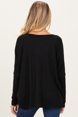 Black Relaxed Fit Dolman Long Sleeve Maternity Top