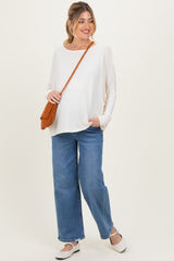 Cream Relaxed Fit Dolman Long Sleeve Maternity Top