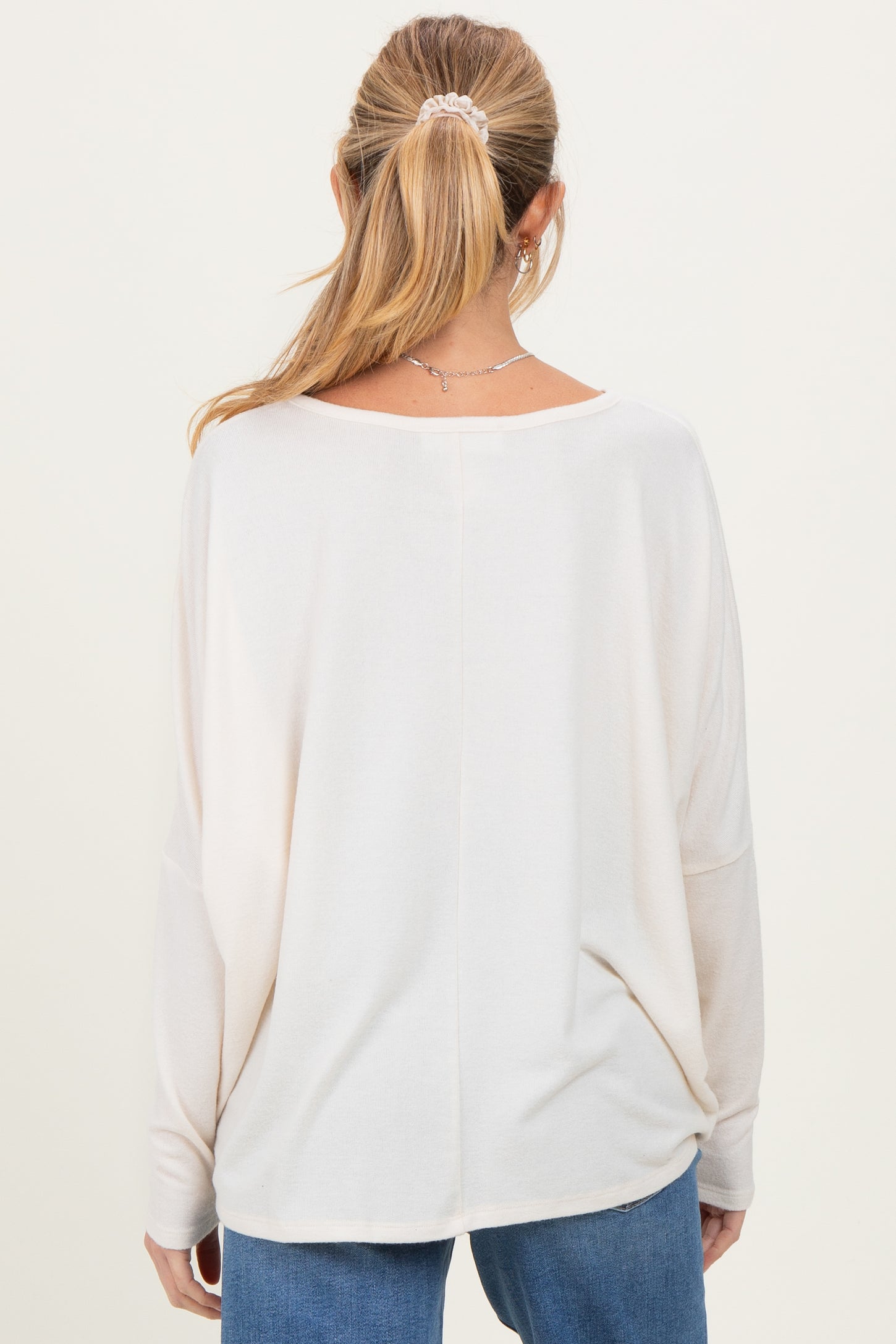 Cream Relaxed Fit Dolman Long Sleeve Maternity Top